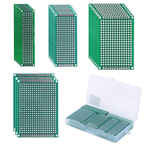Double Sided PCB Prototype Board PCB Kit with Bonus Case, TAKSDAI 72 Pieces 4 Sizes Prototype Board Universal PCB Board DIY Protoboard Handy for Soldering Electronics Project Experiment
