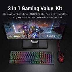Redragon S107-BA Gaming Keyboard and Mouse Combo Wired Mechanical Feel RGB LED Backlit Keyboard 3200 DPI Gaming Mouse for Windows PC (Keyboard Mouse Combo)