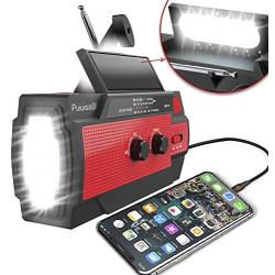 [2021 Newest] Emergency-Hand-Crank-Radio,4000mAh Portable Weather Solar Radios with Motion Sensor Reading Lamp,3 Gear LED Flashlight,SOS Alarm,Cell Phone Charger,AM/FM/NOAA(Red)