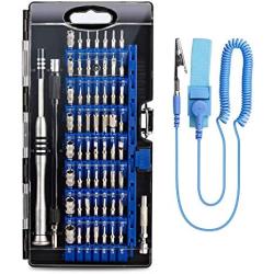GANGZHIBAO Screwdriver Set for Computer, PC,Phone,iphone,Macbook,61 in 1 with 56 Bits Screwdriver Kit, Pentalobe Scewdriver T5, T6 Screwdrivers Repair Tool Kit with Anti-Static Wrist Strap