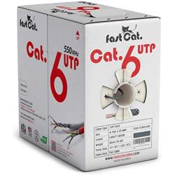 fast Cat. Cat6 Ethernet Cable 1000ft - 23 AWG, CMR, Insulated Solid Bare Copper Wire Internet Cable with Noise Reducing Cross Separator - 550MHZ / 10 Gigabit Speed UTP LAN Cable 1000 ft - CMR (Gray)