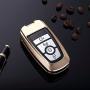 Royalfox(TM) Luxury Aircraft Aluminum Smart 4 Buttons car Key Fob case Cover for 2017 2018 Ford Mustang Explorer F 150 250 350 450 550 Edge Fusion Mondeo (Gold)