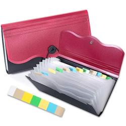 Receipt Organizer for Business,School,Office,Bank,Accordian File Folder for Check,Bill,Invoice,13 Pockets Expanding File Organizer(Red)