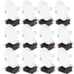 Sunco Lighting 12 Pack 6 Inch Slim LED Downlight, Baffle Trim, Junction Box, 14W=100W, 850 LM, Dimmable, 3000K Warm White, Recessed Jbox Fixture, IC Rated, Retrofit Installation - ETL & Energy Star