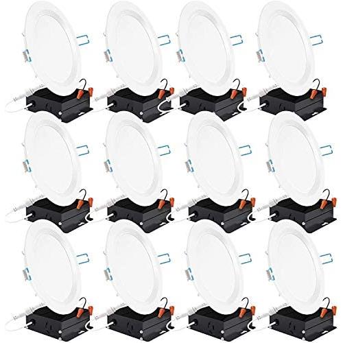 Sunco Lighting 12 Pack 6 Inch Slim LED Downlight, Baffle Trim, Junction Box, 14W=100W, 850 LM, Dimmable, 3000K Warm White, Recessed Jbox Fixture, IC Rated, Retrofit Installation - ETL & Energy Star