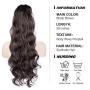 MORICA Long Wavy Ponytail Extension for Women,Curly Wavy Wrap Around Drawstring Magic Paste Ponytail,1pc Woman 26'' Long Synthetic Clip in Ponytail Hairpiece Messy Hair Extensions(Color: Black Brown)