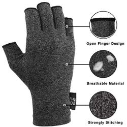 2 Pairs Arthritis Gloves for Women and Men, Compression Gloves Pain Relief Rheumatoid Osteoarthritis and Carpal Tunnel, Fingerless Gloves for Computer Typing and Everyday Support (Black, Small)