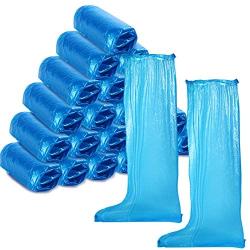 Disposable Boots Covers Plastic Long Shoes Covers Waterproof Over The Knee Shoes Boots Covers Anti-Slip Rain Overshoe for Men Women Rainy Day Outdoor (20 Pieces/ 10 Pairs)