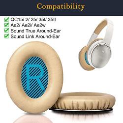 Professional Headphones Ear Pads Cushions Replacement - Earpads Compatible with Bose QuietComfort 15 QC15 QC25 QC2 QC35/ Ae2 Ae2i Ae2w SoundTrue & SoundLink (Around-Ear Series Only)