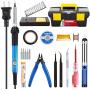 Soldering Iron Kit Electronics 60W Adjustable Temperature Soldering Iron, 5pcs Soldering Iron Tips, Solder, Rosin, Solder Wick, Stand and Other Soldering Kits in Portable Toolbox