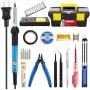 Soldering Iron Kit Electronics 60W Adjustable Temperature Soldering Iron, 5pcs Soldering Iron Tips, Solder, Rosin, Solder Wick, Stand and Other Soldering Kits in Portable Toolbox