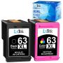 LxTek Remanufactured Ink Cartridge Replacement for HP 63 63XL to use with HP Officejet 5255 5258 5260 3830 Envy 4520 4516 DeskJet 1112 2132 3632 Printer (1 Black, 1 Tri-Color, 2 Pack)