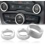 Challenger/Charger Control Knob Covers，Custom Fit Volume AC Radio Switch Button Decal Trim Rings Set of 3 - Compatible with Dodge Challenger/Charger (2015-UP) - Silver