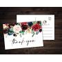 50 Thank You Postcards - Burgundy Floral (50-Cards) Stationery Set for Wedding, Bridesmaid, Bridal Baby Shower, Teachers, Appreciation, Religious, Business, Holidays