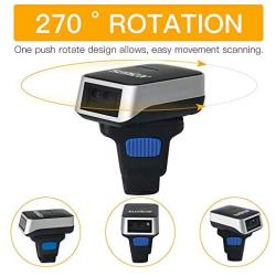 Sumicor Barcode Scanner 2D Bluetooth Ring Finger Wireless Barcode Scanner,Portable Wearable Mini Bar Code Reader Work with Widows iOS Android Linux Mac OS