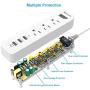 Power Strip Surge Protector 3 AC Outlets with 3 USB Ports (5V/2.4Ax3), HITRENDS Outlet Strip with USB Charger, Extension Board with 5ft Extension Cord for Indoor, White