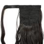 WOME Clip in Ponytail Extension Wrap Around Long Wavy Hair Dark Brown Color Fluffy Pony Tail 22 Inch Long Body Wave Magic Paste Heat Resistant Ponytail Black Hairpiece for Women