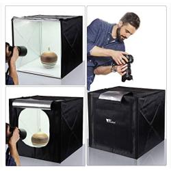 Amzdeal Light Box for Photography 20in Brightness Adjustable Shooting Tent with LED Light 4 Backdrops (White Black Orange Grey)