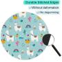 ITNRSIIET [20% Larger] Mouse Pad with Stitched Edge Premium-Textured Mouse Mat Waterproof Non-Slip Rubber Base Round Mousepad for Laptop PC Office 8.7×8.7×0.12 inches, Alpaca and Cactus