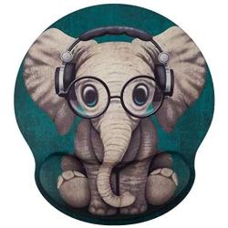 Marphe Mouse Pad with Wrist Support Green Pattern Headset Music Elephant Mousepad Non-Slip Rubber Gaming Wrist Rest Mouse Pads for Computers Laptop