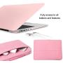 MacBook Air 11 Inch Case Bundle 5 in 1,iCasso Ultra Slim Plastic Hard Cover with Canvas Sleeve,Screen Protector,Keyboard Cover & Dust Plug for MacBook Air 11 Inch Model A1370/A1465 - Rose Quartz
