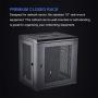 KENUCO Wall Mount Rack Cabinet Enclosure | Fully Assembled | Vented Door | Adjustable mounting Rails | Cold Rolled Steel | RACK-09 | (23.6 x 23.6, 12U)