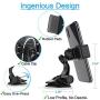 APPS2Car Suction Cup Phone Holder for Car with Adjustable Arm, Low Profile Dashboard Phone Mount Compact Windshield Window Dash Mobile Stand Compatible w/ All iPhone and Android Cell Phones