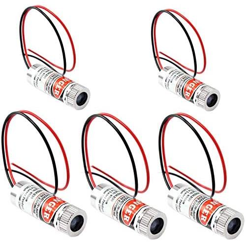 ICQUANZX 5PCS 650nm 5mW 3-5V Red Laser Dot Module Diode w/Driver Plastic Lens.
