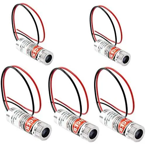 ICQUANZX 5PCS 650nm 5mW 3-5V Red Laser Dot Module Diode w/Driver Plastic Lens.