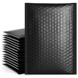 Fuxury Fu Global 6x10 Inch Black Poly Bubble Mailer, 25pcs #0 Self Seal Padded Envelopes, Bubble Lined Wrap Bags for CDs & Jewelries & Cosmetics Packing Shipping Mailing (Inside Size: 6x9'')