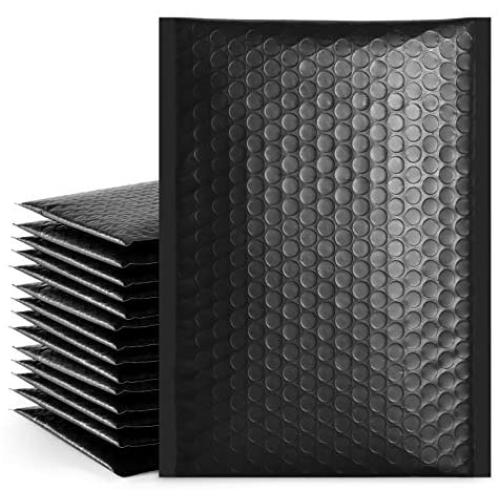 Fuxury Fu Global 6x10 Inch Black Poly Bubble Mailer, 25pcs #0 Self Seal Padded Envelopes, Bubble Lined Wrap Bags for CDs & Jewelries & Cosmetics Packing Shipping Mailing (Inside Size: 6x9'')