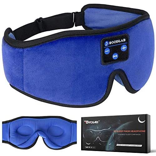 Boodlab Sleep Headphones Bluetooth Sleep Mask, 3D Sleep Eye Mask with Ultra-Thin HD Stereo Speakers Washable Adjustable for Sleeping Side Sleepers, Air Travel,Yoga,Meditation,Holiday