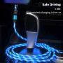 Flowing LED Magnetic Charging Cable 3 in 1 Magnetic Cable Visible LED Glowing Light 5ft Streamer Magnet USB Charger Cable Compatible with Android,Micro USB,Type C/USB C,i-Product Smartphone Tablet