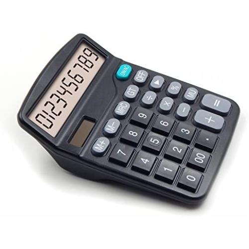 OFFDIX Large Office Calculators Office Desktop Black Calculator for 2018 Gift, Solar and Battery Dual Power Electronic Calculator Portable 12 Digit Large Office Calculator LCD Display Desk Calculator