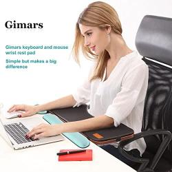 Gimars Superfine Fiber Widen Memory Foam Set Nonslip Mouse Pad Wrist Support & Keyboard Wrist Rest Support for Office, Computer, Laptop & Mac & Comfortable & Lightweight for Easy Typing & Pain Relief