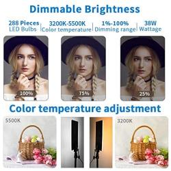 GIJUANRING LED Video Light,Photography Lighting Camera Studio Light with Batteries,Stand Dimmable Bi-Color 3200-5500K Photo Light Panel for Portrait, Product Photography, Outdoor Video,YouTube Video