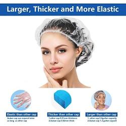 Emoly Shower Caps Disposable, 100 Pcs Large&Thick Clear Waterproof Plastic Elastic Hair Bath Caps for Women Kids Girls, Travel Spa, Hotel and Hair Solon, Portable Travel, Home Use