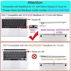 MOSISO MacBook Air 13 inch Case 2020 2019 2018 Release A2337 M1 A2179 A1932 Retina, Plastic Hard Shell&Sleeve Bag&Keyboard Cover&Webcam Cover&Screen Protector Compatible with MacBook Air 13,Clear&Gray