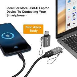 AGVEE [2 Pack] Zinc USB-C Male to USB-A 3.0 Female OTG Adapter & [2 Pack] USBC Female to USB-A 2.0 Male Converter, for MacBook Pro, iPad Pro 2020 Air 4, Galaxy S20 S10 Note 20 10, Pixel 2 3 4, Gray