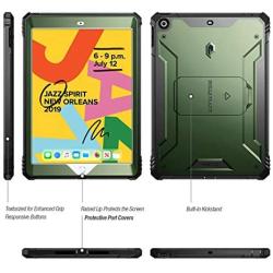 Poetic Revolution Series Case for iPad 10.2 7th Generation 2019 / 8th Generation 2020 Case, Full-Body Rugged Shockproof Protective Cover with Kickstand and Built-in-Screen Protector, Metallic Green