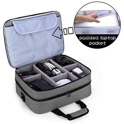 Luxja 2 Layers Projector Case with Protective Laptop Sleeve, Projector Bag with Adjustable Compartments, Gray