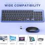 Wireless Keyboard and Mouse, Jelly Comb 2.4G USB Keyboard Mouse Combo Slim Ergonomic Quiet Energy-Saving Keyboard Mouse Set for Windows, Computer, Desktop, PC, Notebook, Laptop-KS27-2-Black and Blue