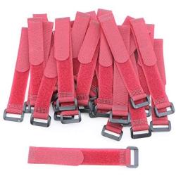 Pasow 25 Pcs 8-Inch Cable Ties with plastic buckle Reusable Wire Cord cable tie - Red