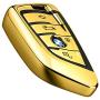 Intermerge for BMW Key Fob Cover,Blade Shape Soft TPU Key Case Shell Pouch for BMW New BMW X1 X3 X5 X6,BMW Series 1 2 5 7 Keyless Entry BMW Key Cover-Gold