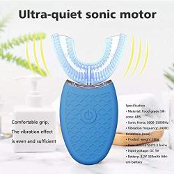 Automatic Massage Whitening Toothbrush IPX7 Waterproof Long Standby Charging Portable 360° Ultrasonic Electric Lazy Toothbrush, With LED Blue Light Whitening Lamp, Convenience Durable Clean (Blue)