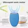 Automatic Massage Whitening Toothbrush IPX7 Waterproof Long Standby Charging Portable 360° Ultrasonic Electric Lazy Toothbrush, With LED Blue Light Whitening Lamp, Convenience Durable Clean (Blue)