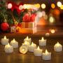 Battery Operated Candles with Timer, Punasi Set of 12 LED Flameless Candles Realistic Electronic Tea Lights with Fake Candle Wax & Wicks for Home Room Party Festival Decor - Warm White