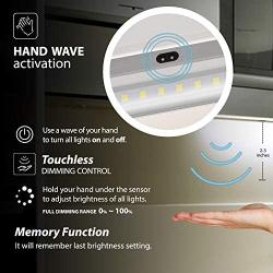 EShine White Finish LED Dimmable Under Cabinet Lighting - Extra Long 40 Inch Panel, Hand Wave Activated - Touchless Dimming Control, Cool White (6000K)
