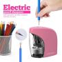 Pencil Sharpener, Electric Pencil Sharpener with Auto Safe Feature,Portable Electric Sharpener for Home/School/Classroom/Office,USB or 2AA Batteries Operated (Pink)