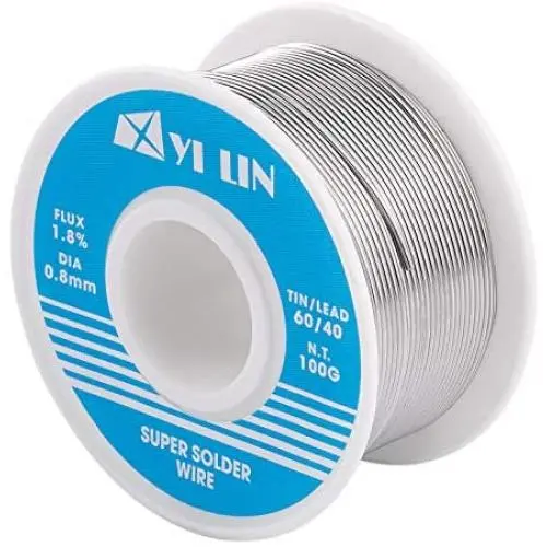 YI LIN 60/40 Solder Tin Lead Rosin Core Solder Wire For Electrical Soldering (100g/0.22lbs) (0.8mm/100g)